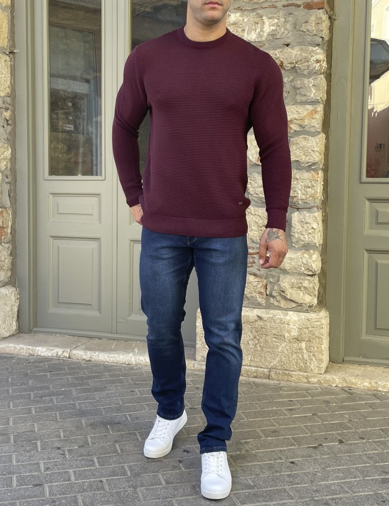 Darious ανδρικό μπορντώ πλεκτό πουλόβερ 24029K φωτογραφία